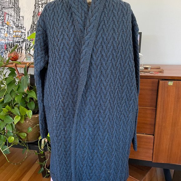 NEW Aran Crafts Ireland 100% Merino Wool Double Knit Cardigan Womens XL Pockets - Picture 7 of 9
